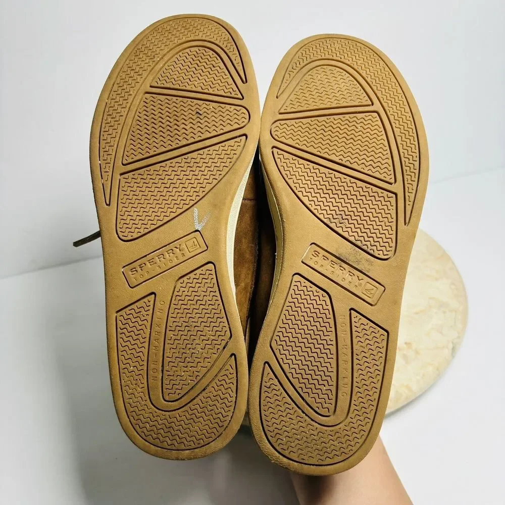 Sperry Boys Sz 4.5W Sperry Cup II Brown Leather Boat Shoes‎